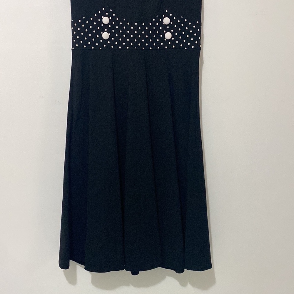 Hell Bunny - Suzy Parker Black with White spotted Dress - size Small - Picture 3 of 9